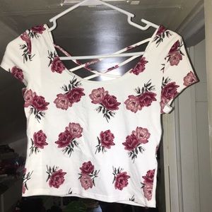 Charlotte Russe Floral Crop Top White Red Black